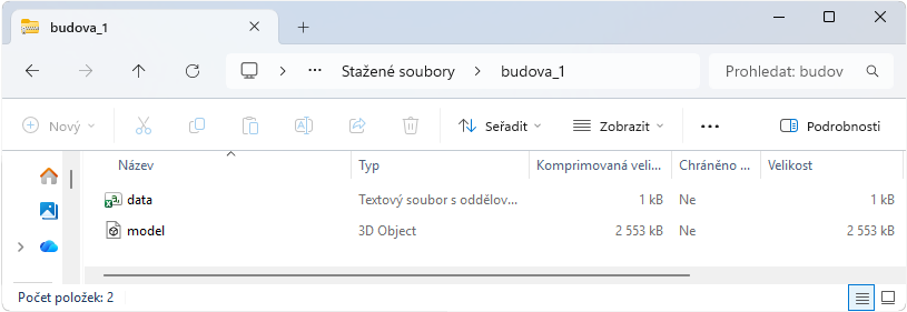 Obr. 5 Složka se soubory model.glb a data.csv