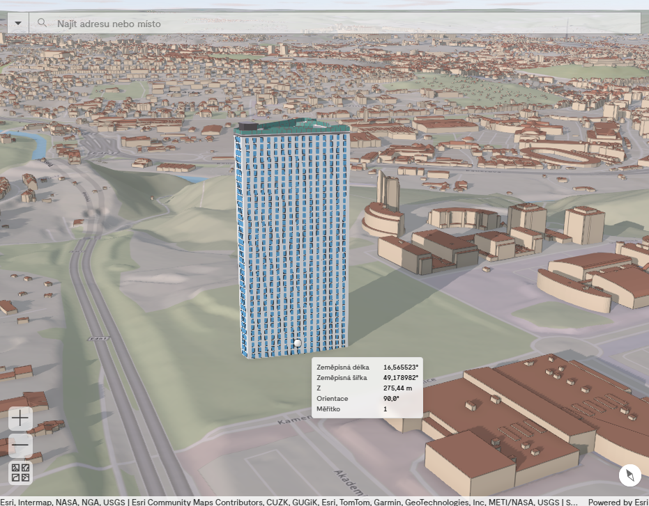 Obr. 3 Přichycení vloženého modelu na terén