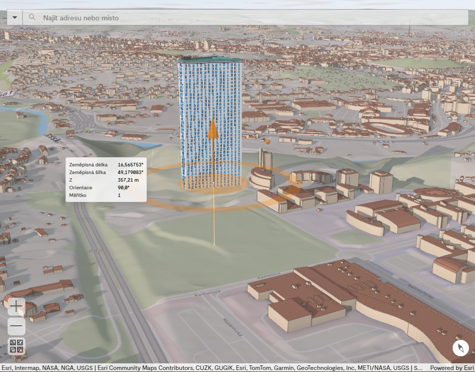 Obr. 7 Ruční úprava výškového umístění vloženého modelu