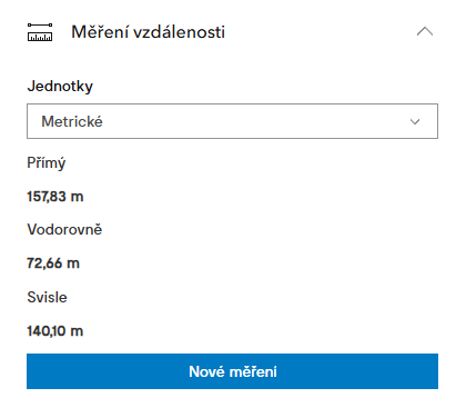 Obr. 28 Měření vzdálenosti po zadání měřících bodů
