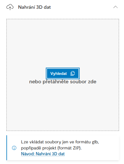 Obr. 7 Část Nahrání 3D dat