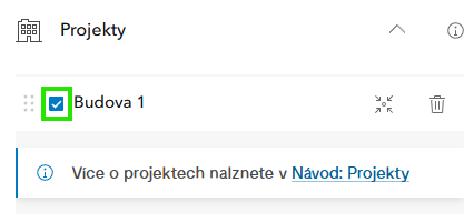 Obr. 3 Přepínač pro zobrazení modelu projektu