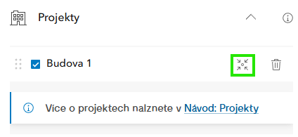 Obr. 4 Přiblížení na model projektu ve webové scéně