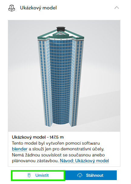 Obr. 9 Ukázkový model – Umístit