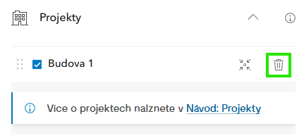Obr. 5 Vymazání projektu z aplikace