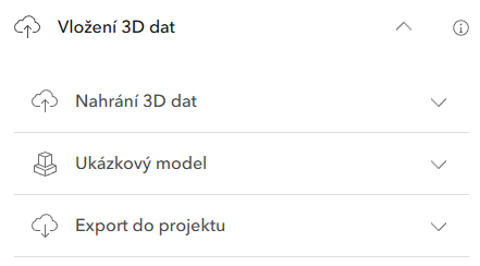 Obr. 6 Nástroj pro vkládání vlastních 3D dat do webové scény