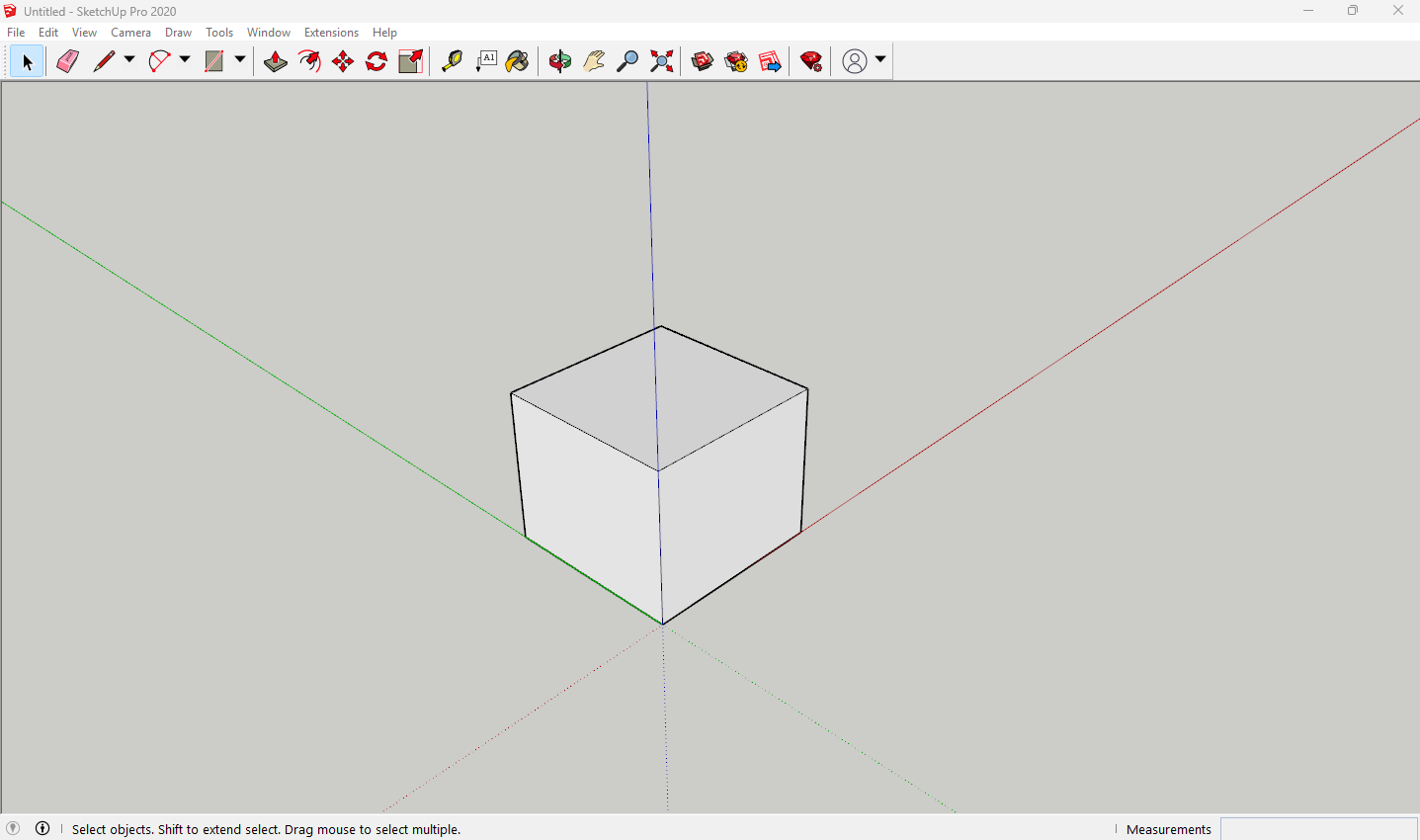 Obr. 22 Krychle v prostředí softwaru SketchUp