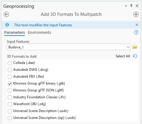 Pic. 13 The Add 3D Formats To Multipatch tool