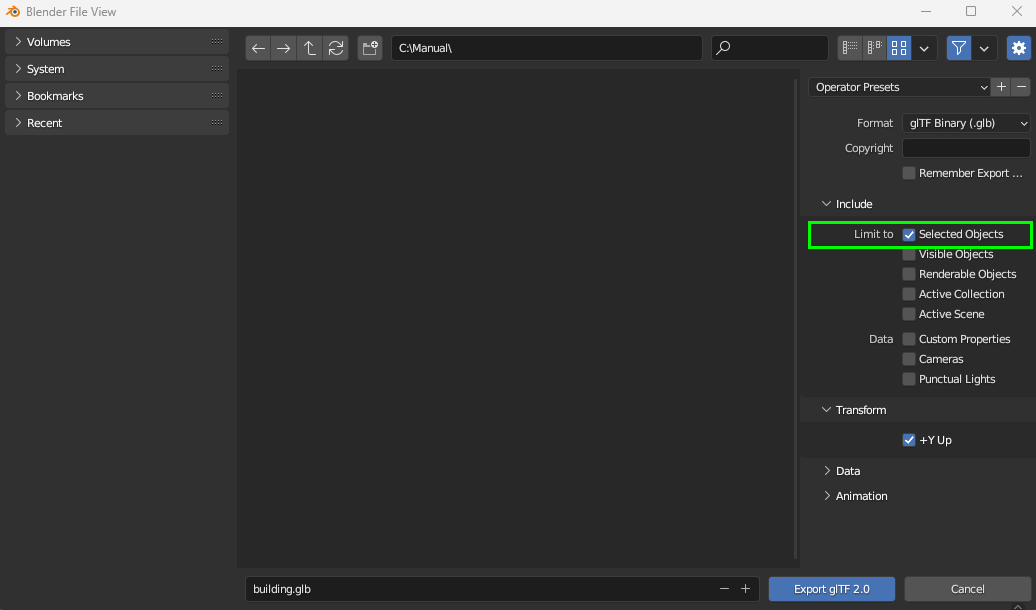 Pic. 20 Export of the selected objects only
