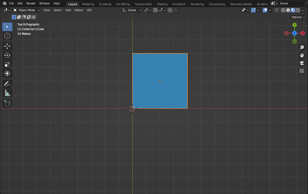 Pic. 1 Layout of the X and Y axes in Blender