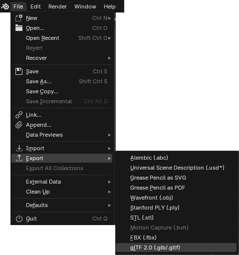 Pic. 18 Export .glb file – tool options