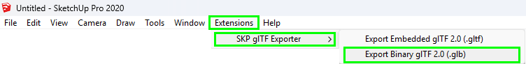 Pic. 25 Extension for the export to .glb