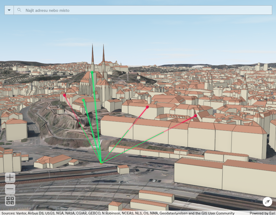 Pic. 16 Observer point and observed points after run of the analysis