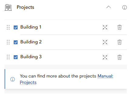 Pic. 11 Multiple projects displayed in the Projects widget